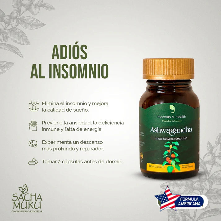 Ashwagandha x 120 Cápsulas - ¡Basta de vivir Agotado y Estresado!