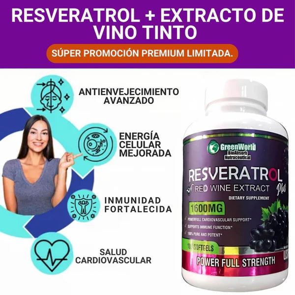 RESVERATROL PLUS - ¡Recupera tu Salud y tu Juventud! - El Original