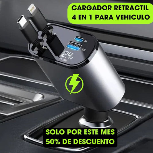 Cargador Retráctil 4 en 1 para Carro® - 50% de descuento