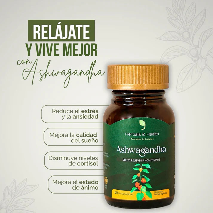 Ashwagandha x 120 Cápsulas - ¡Basta de vivir Agotado y Estresado!